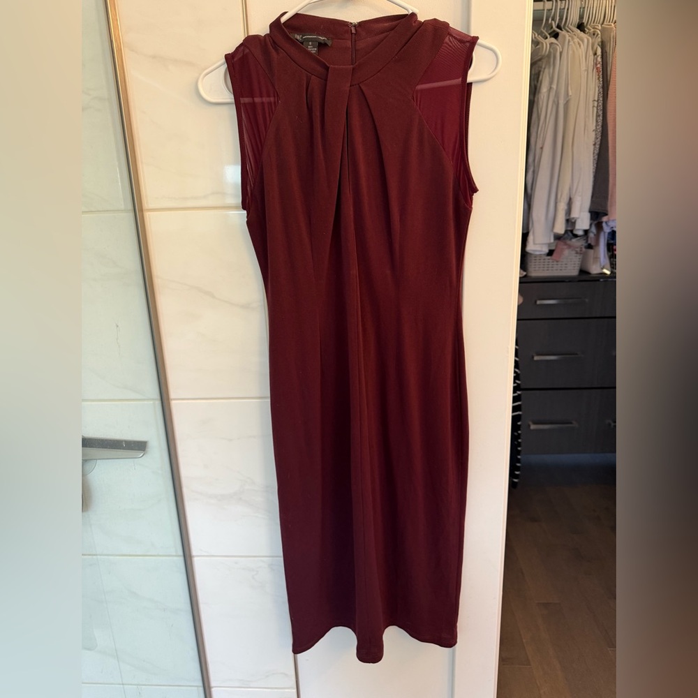 INC International Concepts Red Pleated Halter Midi Dress